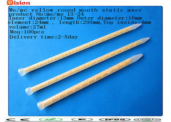 saya / ms 13-24 putaran mulut kuning mixer statis, pencampuran tabung, plastik pencampuran nozzle