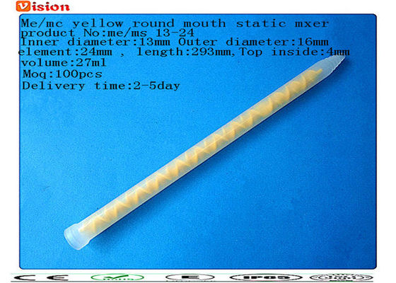 saya / ms 13-24 putaran mulut kuning mixer statis, pencampuran tabung, plastik pencampuran nozzle