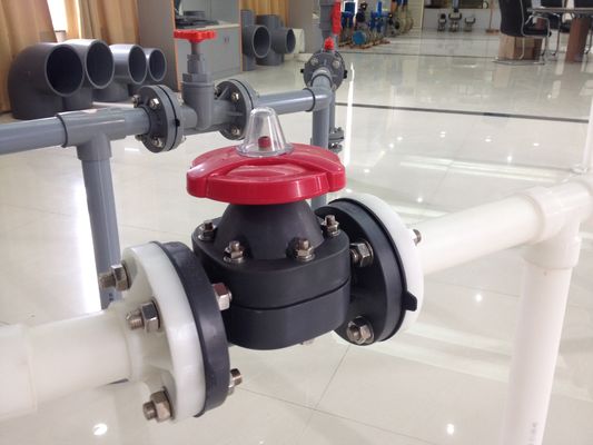 PPH diafragma Valve Flange Connection Wheel Menangani 1/2 &quot;(D20mm) ~ 10&quot; (D280mm) DIN / ANSI / JIS