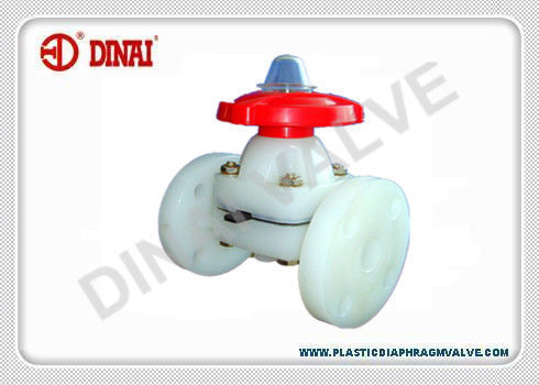 PVDF / PTFE bergelang diafragma katup, jenis bendung, flange akhir ANSI # 150, JIS10K, DIN standar