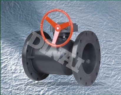 PPH / FRPP Plastik Ball Valve Worm-gear koneksi flange 8 &quot;(D225mm) ~ 12&quot; (D315mm)