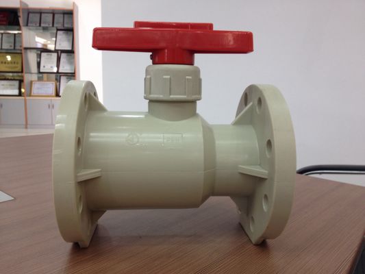 CPVC flange Ball Valve Worm-gear menangani 1/2 &quot;- 8&quot; 1.0Mpa Plastik Periksa Katup