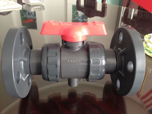 PN10 bar valve UPVC flange plastik bola, 1/2 &quot;sampai 12&quot; DIN, ANSI, operasi JIS worm gear